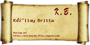 Kállay Britta névjegykártya